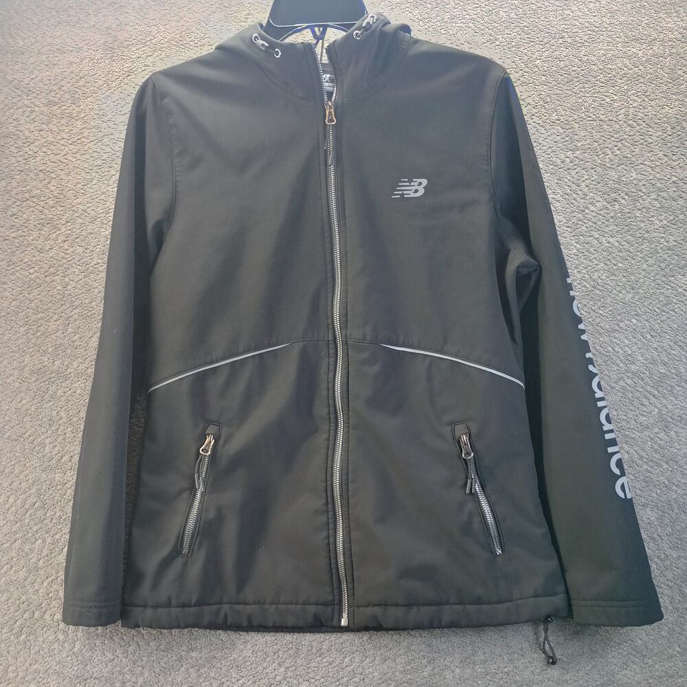 New Balance Women Medium Softshell Jacket Black Full Zip Reflective